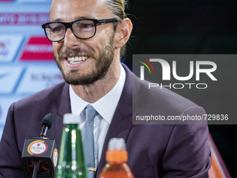 Rome, Italy 12th August 2015 - farewell press conference football player at As Rome Federico Balzaretti, on Rome, Italy 12 th august 2015 (