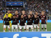 Milan team during the Trofeo Tim football match between Sassuolo Milan and Inter at Mapei  stadium in 
Reggio Emilia, Italy, on August 12,...