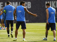 BARCELONA -august 13- SPAIN: Liuis Suarez and Leo Messi in the training of FC Barcelona, held on the Ciutat Esportiva Joan Gamper, august 13...