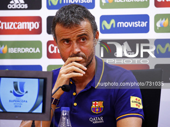 BARCELONA -august 13- SPAIN: Luis Enrique Martinez in the press confefrence after the training of FC Barcelona, held on the Ciutat Esportiva...
