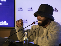 Tinie Tempah and Sam Jones in a press conference during  third day of Web Summit 2021 in Lisbon, Portugal on November 3, 2021. (