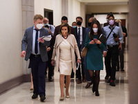 House Speaker Nancy Pelosi(D-CA) arrives to hold her weekly press conference today on November 04, 2021 at HVC/Capitol Hill in Washington DC...