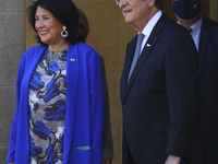 Cyprus' President Nicos Anastasiades, left, and the President of the Republic of Georgia, Mrs Salome Zourabichvili before meeting at the Pre...