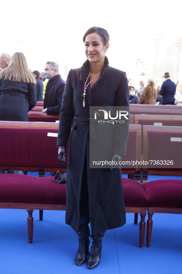 Begona Villacis attends the mass in honor of the patron saint of the city of Madrid, the Virgin of Almudena in the Almudena Cathedral in Mad...