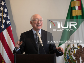  Ken Salazar, United States Ambassador to Mexico talks during a press conference at the residence of the United States Embassy in Mexico. On...