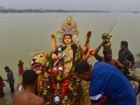 An immersion of Jagaddhatri Goddess in Kolkata, India, 14 November, 2021.  (
