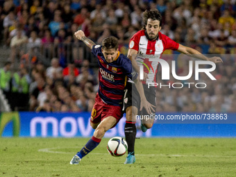 BARCELONA, Catalonia, Spain - August 17: Barcelona's Leo Messi during the spanish Supercopa match between FC Barcelona and Athletic Club Bil...