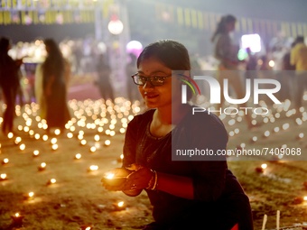Dev Deepawali Festival in Kolkata, India, 19 November, 2021. Dev Deepawali is the festival of Kartik Purnima, celebrated in Varanasi, India....