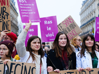 People take par tin a demonstration against violence against women, in Paris, France, on November 20, 2021. (