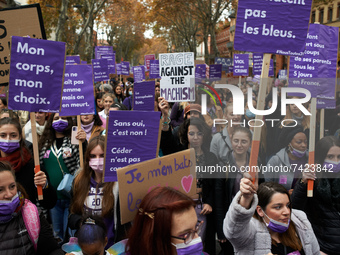 Women from the collective NousToutes organized a protest Toulouse against sexual violence and patriarchy. They demand more meanings to the F...