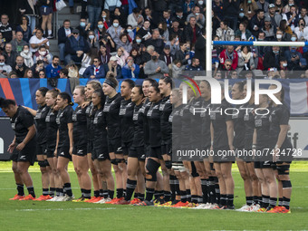 the New Zealand women's rugby team, The Black Ferns, during the Women's Rugby International match between France and New Zealand on November...