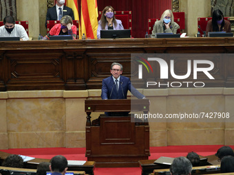 Jaume Giro, Minister of Economy and Finance, during the debate to approve the Generalitat’s budgets for 2022, in Barcelona on 22th November...