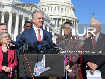Representative Mario Diaz Balart(R-FL) alongside House Republican members hold a press conference about November 15 Cuba protests today on N...