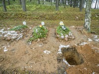 Grave pit in the muslim cemetery of Bohoniki prepared for a miscarried baby from a migrant woman found in precarious state in the forests of...