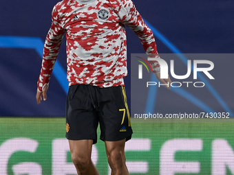 Cristiano Ronaldo of Manchester United during the warm-up before the UEFA Champions League group F match between Villarreal CF and Mancheste...