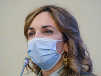 Maria Domenica Castellone during the News Press conference of the 5 Star Movement on shared renewable energy on November 23, 2021 at the Pal...