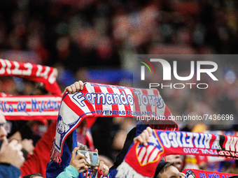 supporters during the UEFA Champions League match between Atletico de Madrid and AC Milan at Wanda Metropolitano Stadium in Madrid, Spain. (