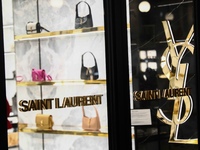 Saint Laurent logo is seen at the storefront in Milan, Italy on November 25, 2021. (