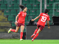 Switzerland's midfielder Coumba Sow jubilates after scoring the 0-1 goal 
 during the FIFA World Cup Women's FIFA World Cup 2023 - I...