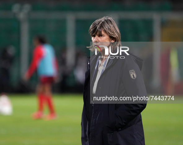 Milena Bertolini head coach of Italy, women's national team, during the 2023 World Cup qualifying match between Italy and Switzerland on  No...