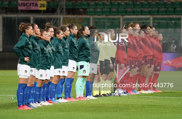 Team of Italy, women's national team, during the 2023 World Cup qualifying match between Italy and Switzerland on  November 26, 2021 stadium...