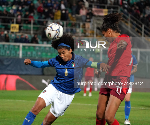 Coumba Sow of Switzerland, women's national team, score the goal during the 2023 World Cup qualifying match between Italy and Switzerland on...
