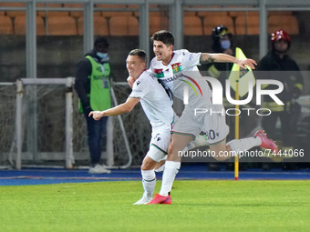 Cesar Alejandro Falletti (Ternana Calcio) celebrates after scoring a goal of 0-1 during the Italian soccer Serie B match US Lecce vs Ternana...