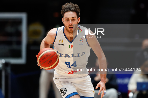 Alessandro Pajola of Italy in action during the FIBA Basketball World Cup 2023 Qualifying Tournament match between Russia and Italy on Novem...