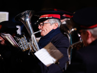 A band of Salvation Army musicians play at the switching-on ceremony for the Trafalgar Square Christmas tree, attended by Mayor of London Sa...