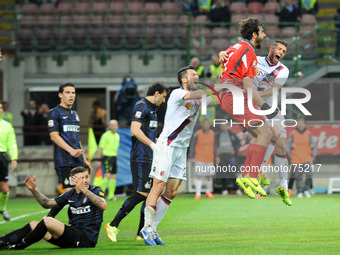 Curci Gianluca (Bologna) Goal Keeper take a penalty during the Serie Amatch between Inter vs Bologna, on April 05, 2014. (