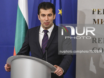 Bulgaria's new Prime Minister and leader of We Continue the Change (PP) party Kiril Petkov  gives a speach in Council of Ministers building...