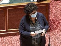 French Higher Education, Research and Innovation Minister Frederique Vidal addresses senators during the Session of questions to the governm...