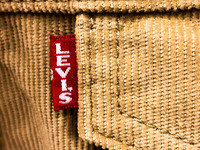 Levi's logo is seen on a cloth at the store in Krakow, Poland on December 30, 2021. (