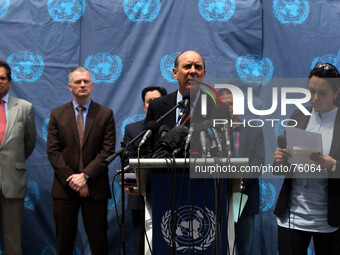 UN's Coordinator of Humanitarian Affairs in the Palestinian Territories James Rowley during a press conference. James Rowley announced suppo...