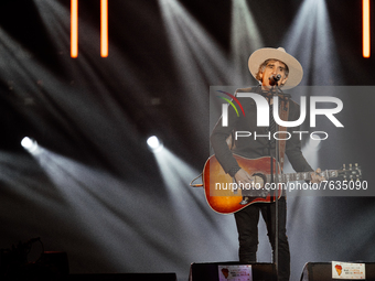 Mikel Erentxu, performs at 'Mas Fuertes que el Volcan' charity concert at Wizink Center on January 08, 2022 in Madrid, Spain. The concert is...