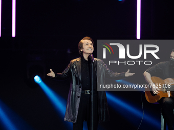 Raphael, performs at 'Mas Fuertes que el Volcan' charity concert at Wizink Center on January 08, 2022 in Madrid, Spain. The concert is organ...