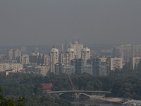 Heavy smog dragged Ukrainian capital city of Kyiv on 3rd September 2015, as a result of wildfires and peat fires in Kyiv region. (