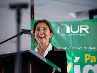 French-Colombian politician and former hostage for the FARC-EP Guerrilla Ingrid Betancourt announces her pre-candidacy for Colombia's presid...