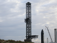 SpaceX Starship and the Orbital Launch Tower. (