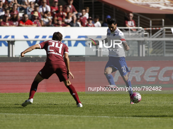 roberto soriano and emiliano moretti during the seria A match  between torino fc and uc sampdoria at the olympic stadium of turin  on septeb...