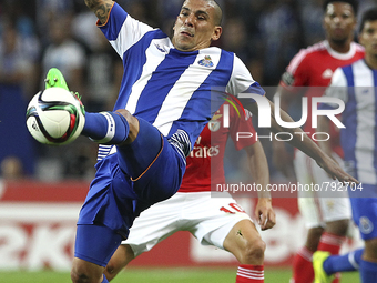Porto's Uruguayan defender Maxi Pereira in action during the Premier League 2015/16 match between FC Porto and SL Benfica, at Dragao Stadium...