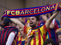UEFA Champions League quarter final second leg soccer match between Atletico Madrid and FC Barcelona at the Vicente Calderon stadium in Madr...