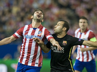 Atletico Madrid soccer players UEFA Champions League quarter final second leg soccer match between Atletico Madrid and FC Barcelona at the V...