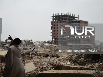 Egypt's government demolishing buildings in Maadi, Egypt, on April 9, 2014. (