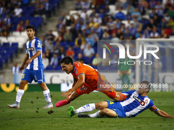 BARCELONA -september 22- SPAIN: Perez and Victor Sanchez in the match between RCD Espanyol and Real Madrid CF, corresponding to the week 5 o...