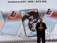 Raju Pullan (Senior Vice President, Mobile Business, Samsung India) introduces the addition of five new models (Galaxy A13, A23, A33 5G, A53...