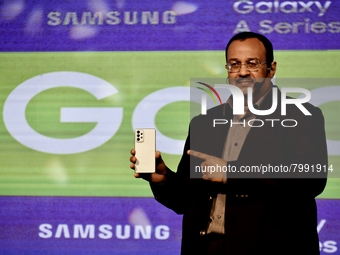 Raju Pullan (Senior Vice President, Mobile Business, Samsung India) introduces the addition of five new models (Galaxy A13, A23, A33 5G, A53...