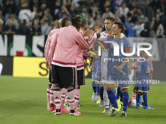 the players of juventus team at the start the serie A match between juventus fc and frosinone calcio at the juventus stadium of turin on sep...