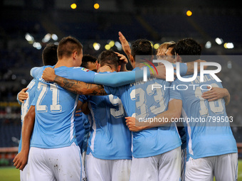 Flip Djordjevic celebrates after scoring his team first goal during the Italian Serie A match between SS Lazio and FC Genoa, at Stadio Olimp...