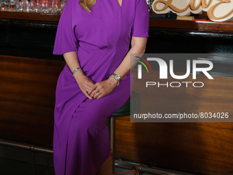 Belen Esteban presents new gastronomic products at the Chicote restaurant on April 08, 2022 in Madrid, Spain. (